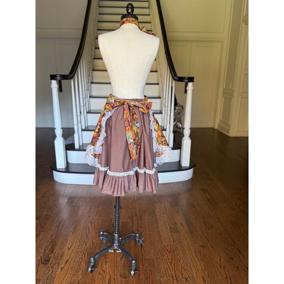 One Size Vintage Thanksgiving 3-Piece Set Apron Skirt Novelty OOAK Costume Brown - Picture 7 of 13